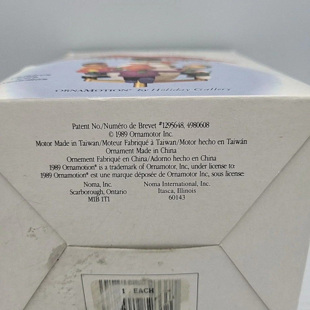Vintage Holiday Gallery -Rotating Christmas Ornament Children W/Snowman 1989